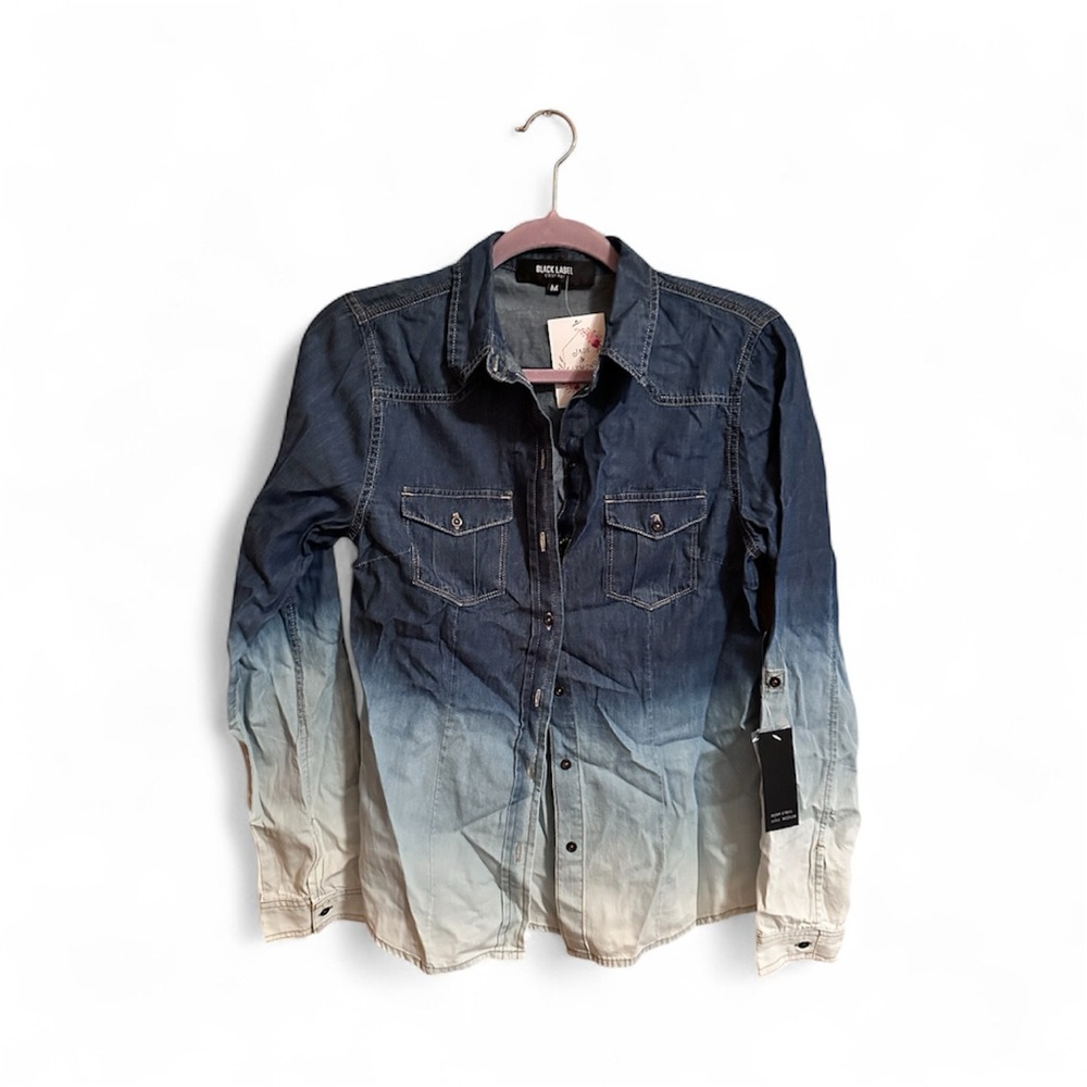 Black Label C’est Toi Denim Button Down Shirt with Blue Ombré Wash